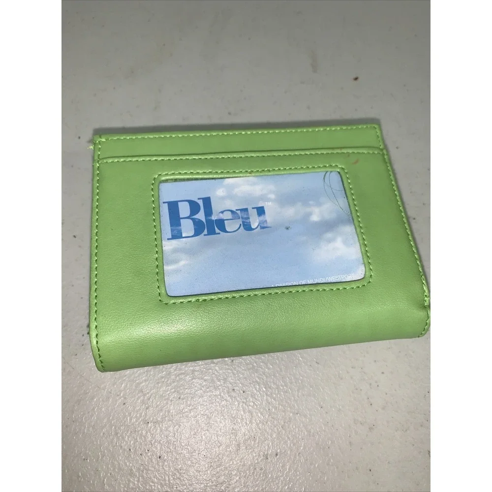 BLEU MUNDI/WESTPORT Bright Green Leather Wallet Credit Card Spring Summer Colors